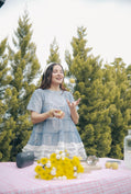 Blue ruffled hemline tunic