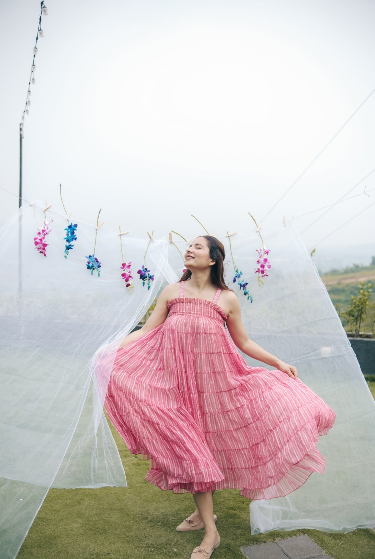 Pink smocked tube dress