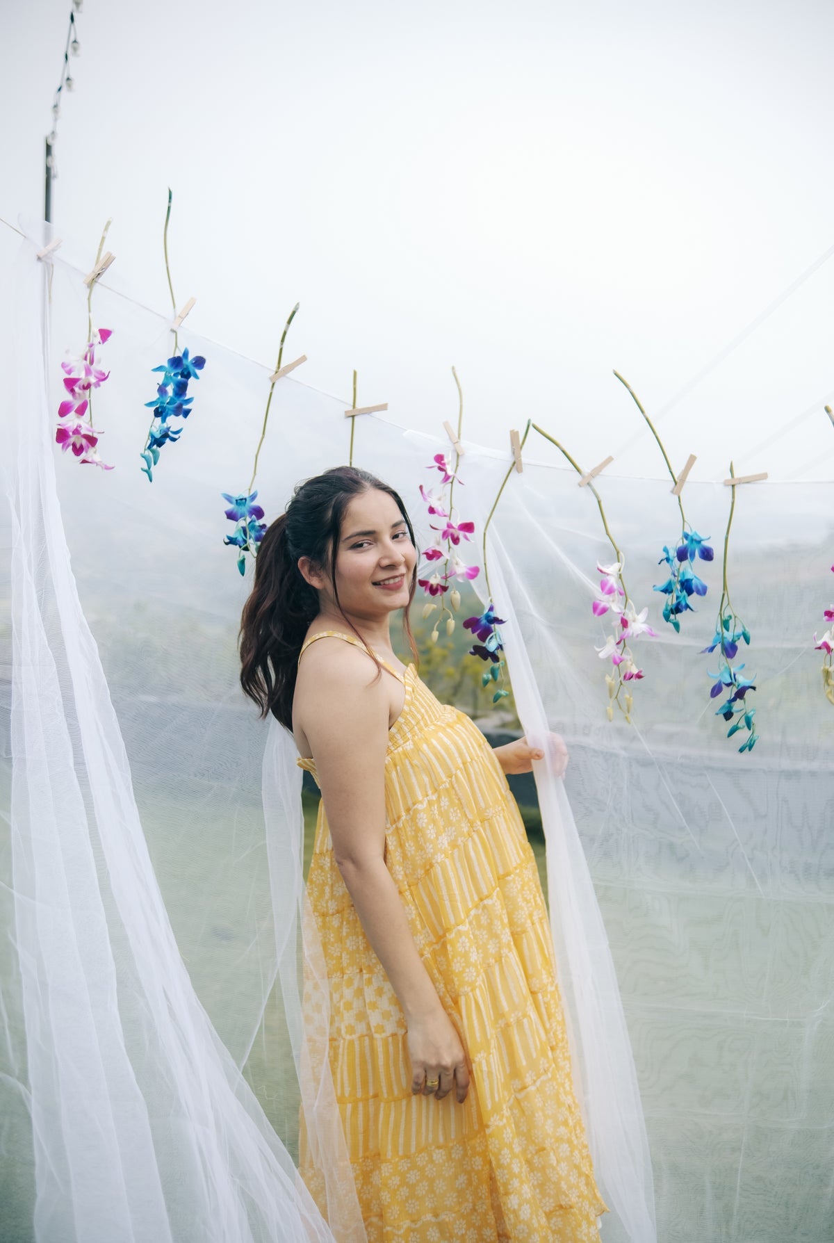 Yellow smocked tube dress